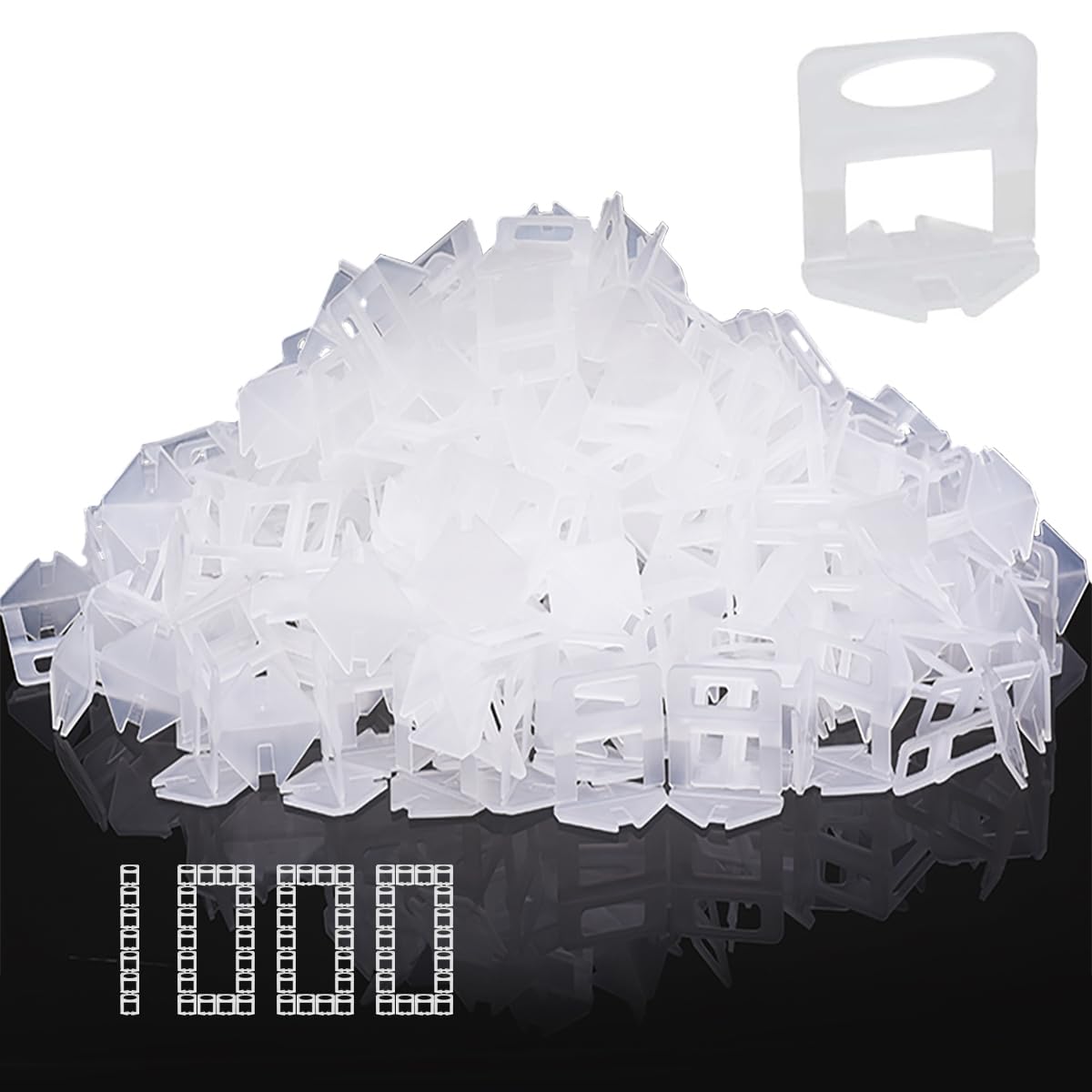 Storystore Tile Leveling System, 2mm Leveling Spacer Clips (1000 Pcs) DIY Tiles Leveler Spacers for Ceramic Tile and Stone Installation, Floor Tile Spacers Wall Tile Leveling System — image 1