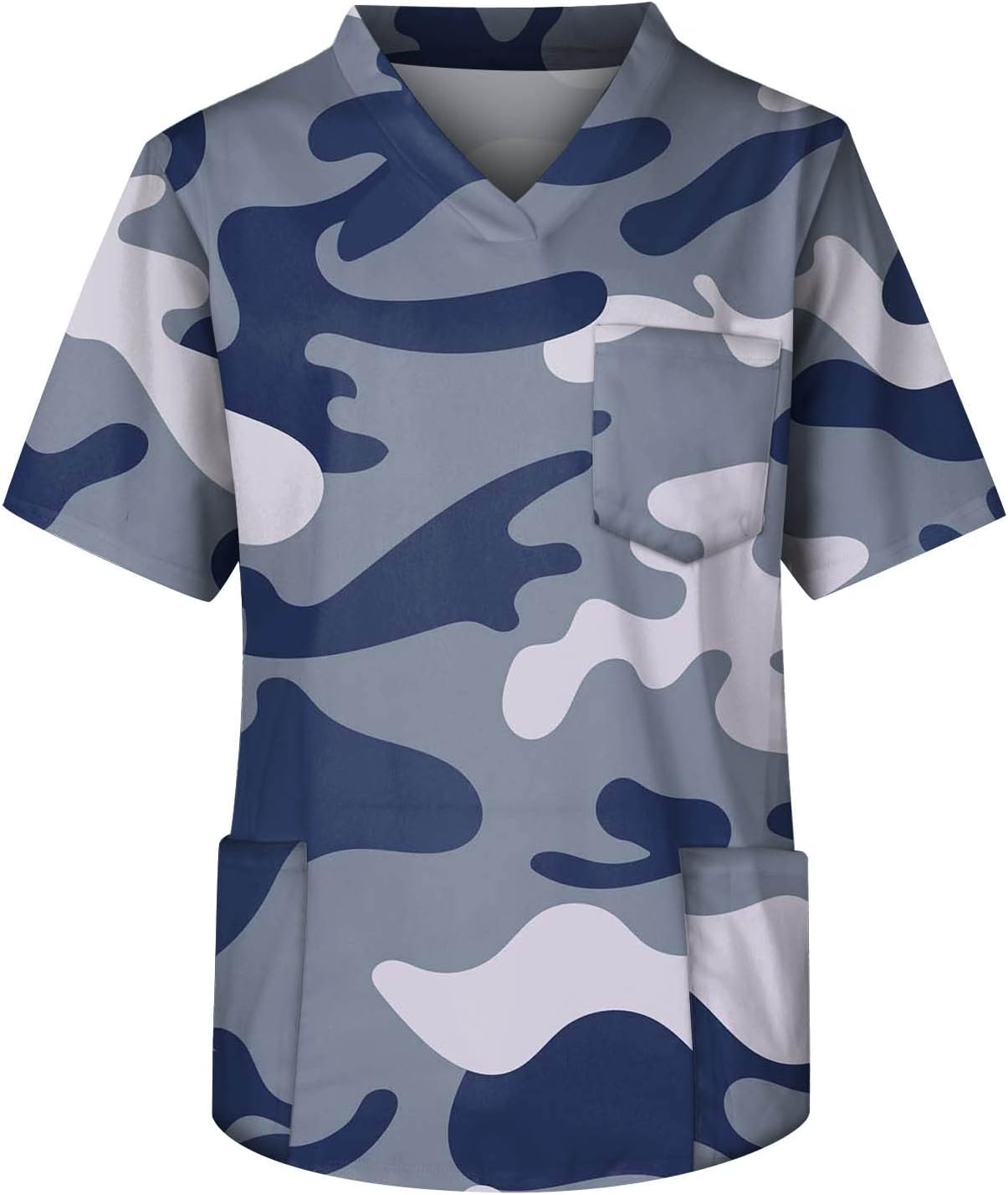 RTTUIOPScrubs for Men Work Scrubs Men Hip Short Sleeve Round Neck Baggy Scrub Camaflouge Comfort Pocket Scrub Men