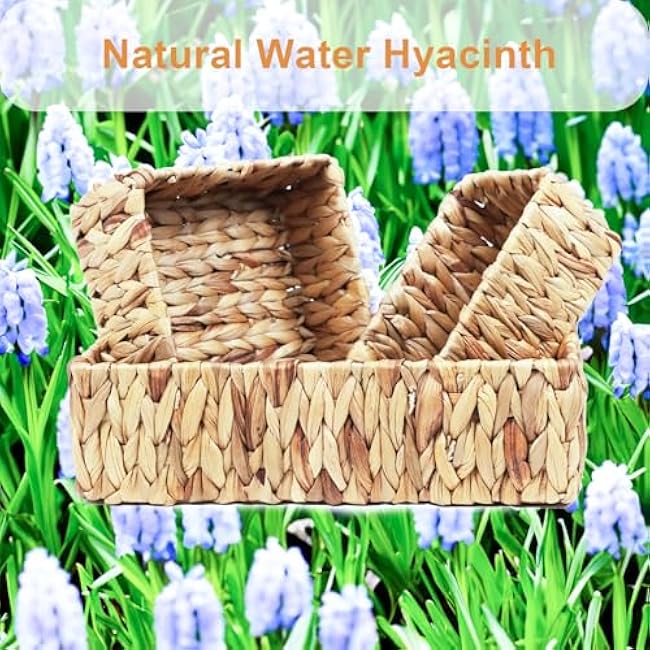 Wicker Baskets for Organizing, Woven Storage Baskets for Shelves, Water Hyacinth Wicker Baskets for Storage, Decorative Shelf Baskets for Pantry, Set of 3 (Large, Medium, and Small)