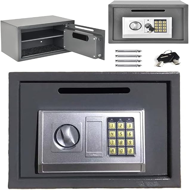 Large Digital Electronic Security Safe Box Fireproof Safe with Digital Keypad,16L Steel Construction Cash Safe for Home Business Jewelry Office Hotel Money Document,Wall Floor Anchoring