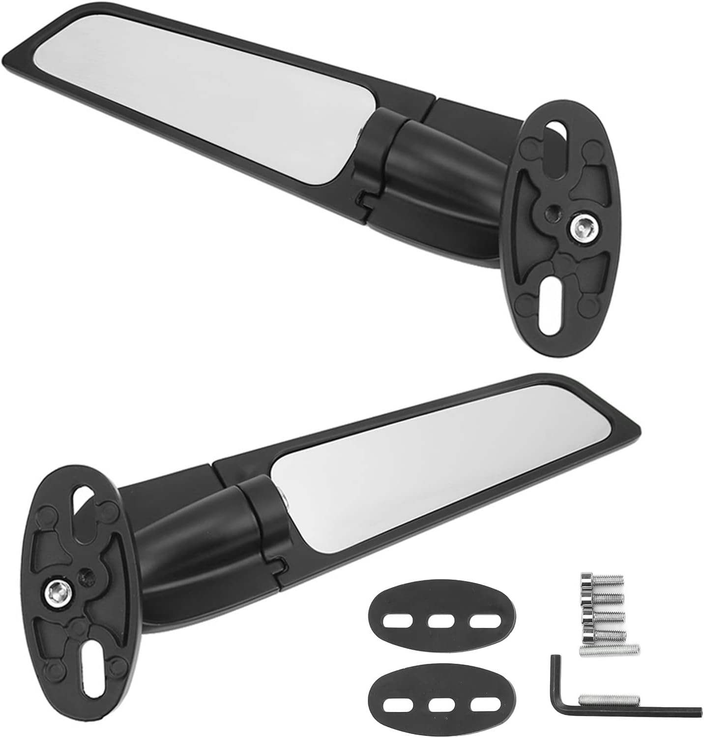 Motorcycle Rear View Mirror, Aluminium Rearview Side Mirror Winglet for Yamaha R6, R6S, V2, V3, 360 Degree Rotating Wind Wing R15, R25, R3, R1, R1S Replacement