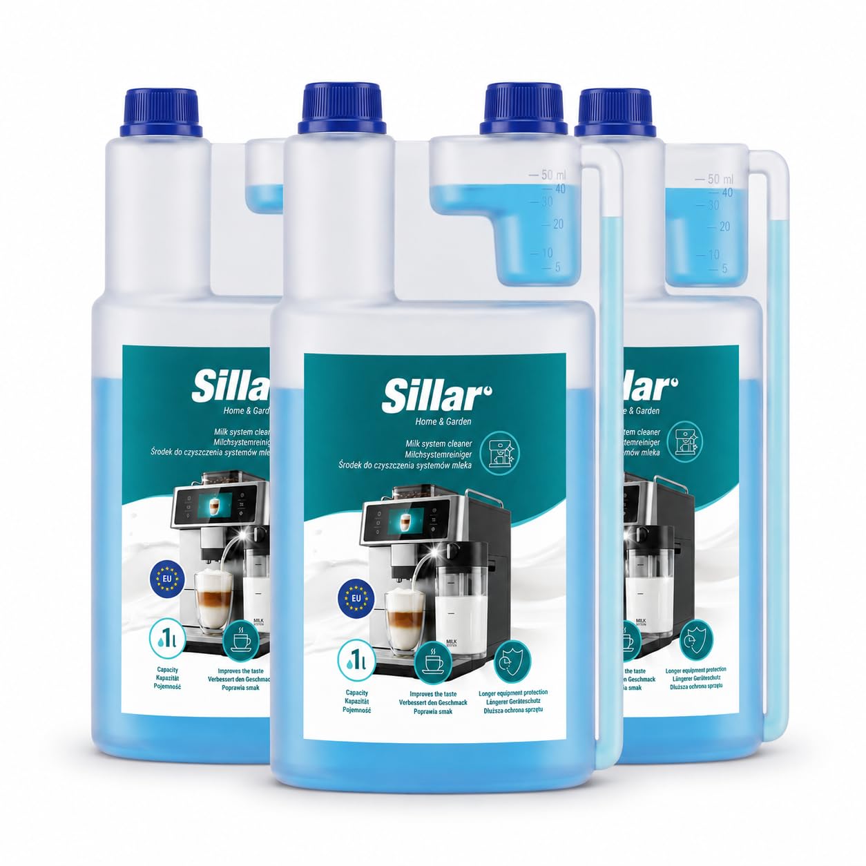 Sillar Limpiador del Sistema de Leche 3 x 1 L para Cafeteras y Espumadores
