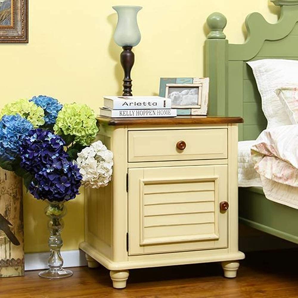 Comodino Semplice Comodino per Camera da Letto Ufficio Country Country Americano Pastorale Retro Storage Comodino Comodino in Legno Massello Comodino Tavolini Laterali Comodino Set Comfortable