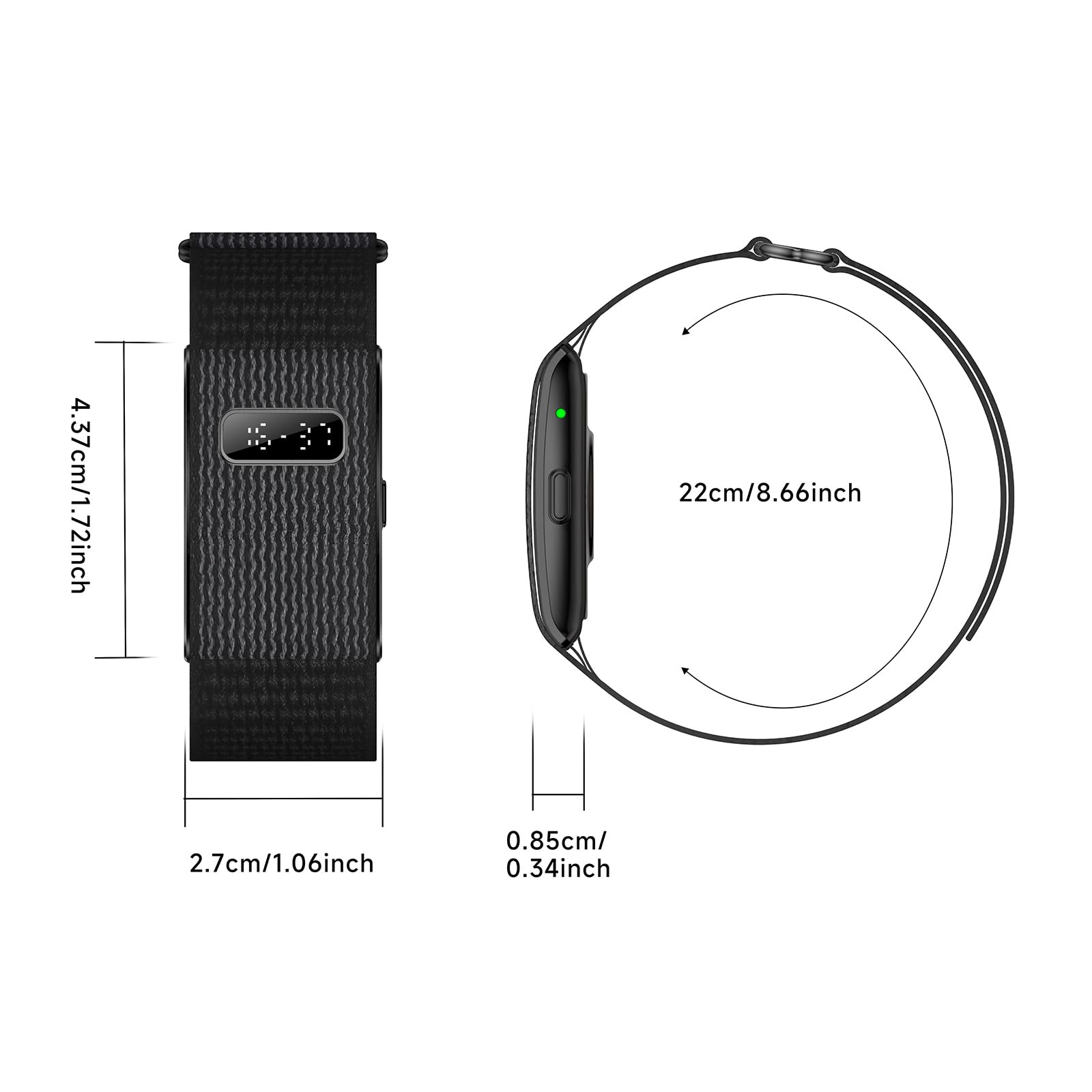 Health Guardian 30+ Tage Akku Smart Band mit winzigem Display, 24/7 Gesundheitsmonitor (HR/HRV/SpO2) & kostenlosem lebenslangen KI-Bericht, kein Abonnement (Schwarz)