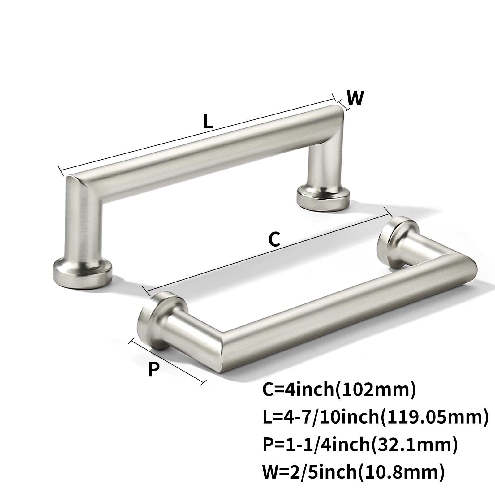 KHTUMEWARE-80348 Brushed Nickel Cabinet Pulls CTC 3 in (76 mm) 2-Pack in Brushed Nickel — KHTUMEWARE
