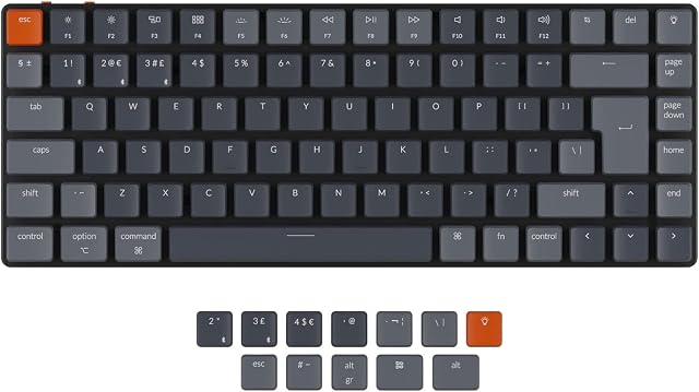 Keychron K3 Ultra-Slim 75% ISO-UK-Layout RGB Backlit Wireless Bluetooth/Wired USB Mechanical Keyboard,84 Keys Hot Swappable Low-Profile Optical Brown Switch for Mac Windows Version-2