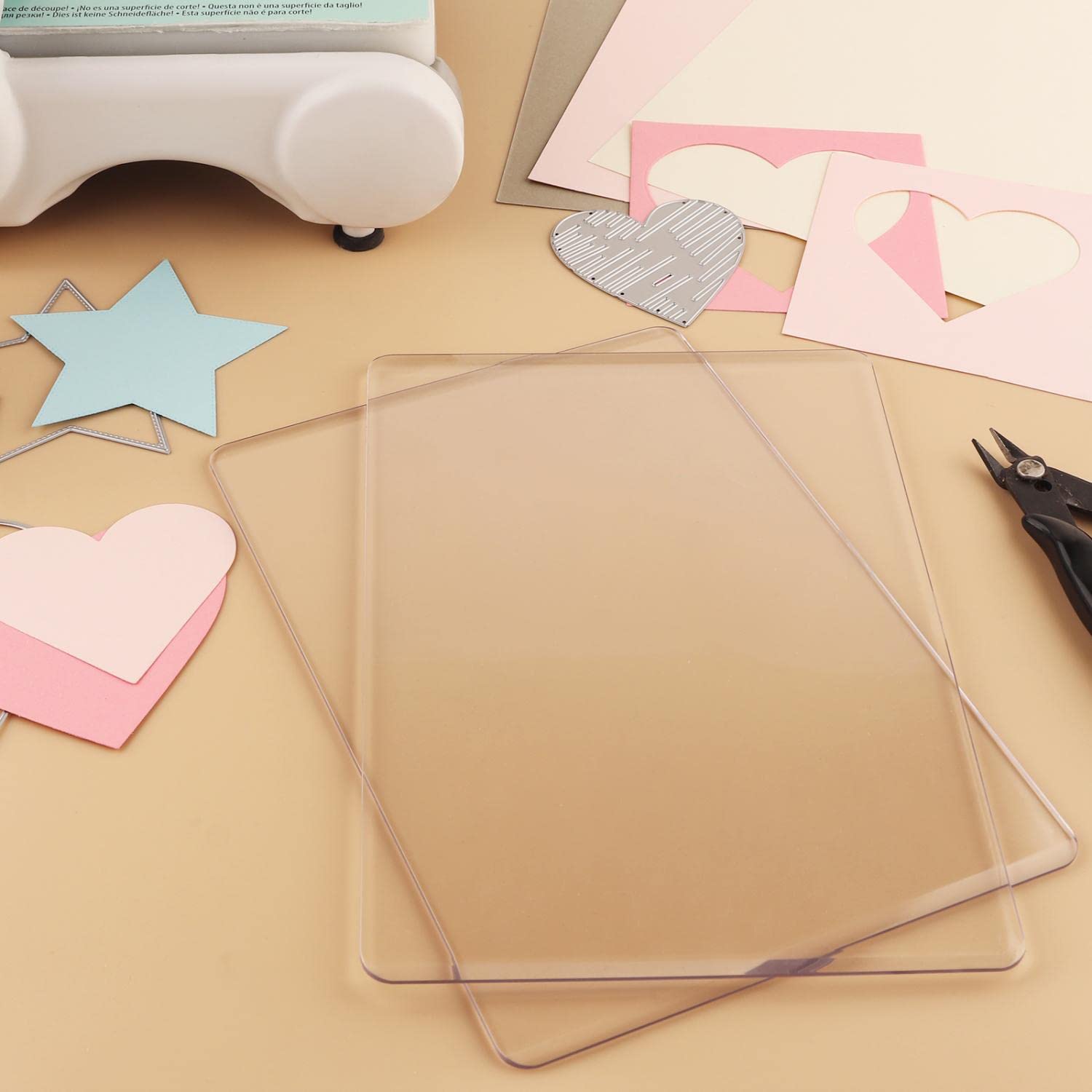 4 pezzi/2 paia di cuscinetti da taglio standard per fustellatrice; piastre da taglio in plastica policarbonato trasparente, piastre da taglio 8 3/4 "x 6 1/8" x 1/8" (22,5 x 15,5 x 0,3 cm)