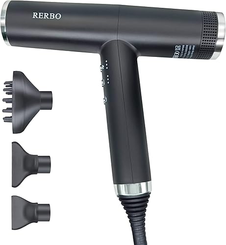 RERBO - Secador de pelo con difusor, secador iónico de 110,000 rpm, secador de pelo portátil profesional para el hogar, viajes y salón de belleza