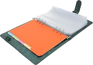 Abaodam 1 Conjunto De Pasta Adesiva De Couro Para Livro De Orçamento Pasta Com Zíper Envelopes Com Zíper De Dinheiro Pasta De Economia De Dinheiro Pasta De Orçamento A5 Pasta De