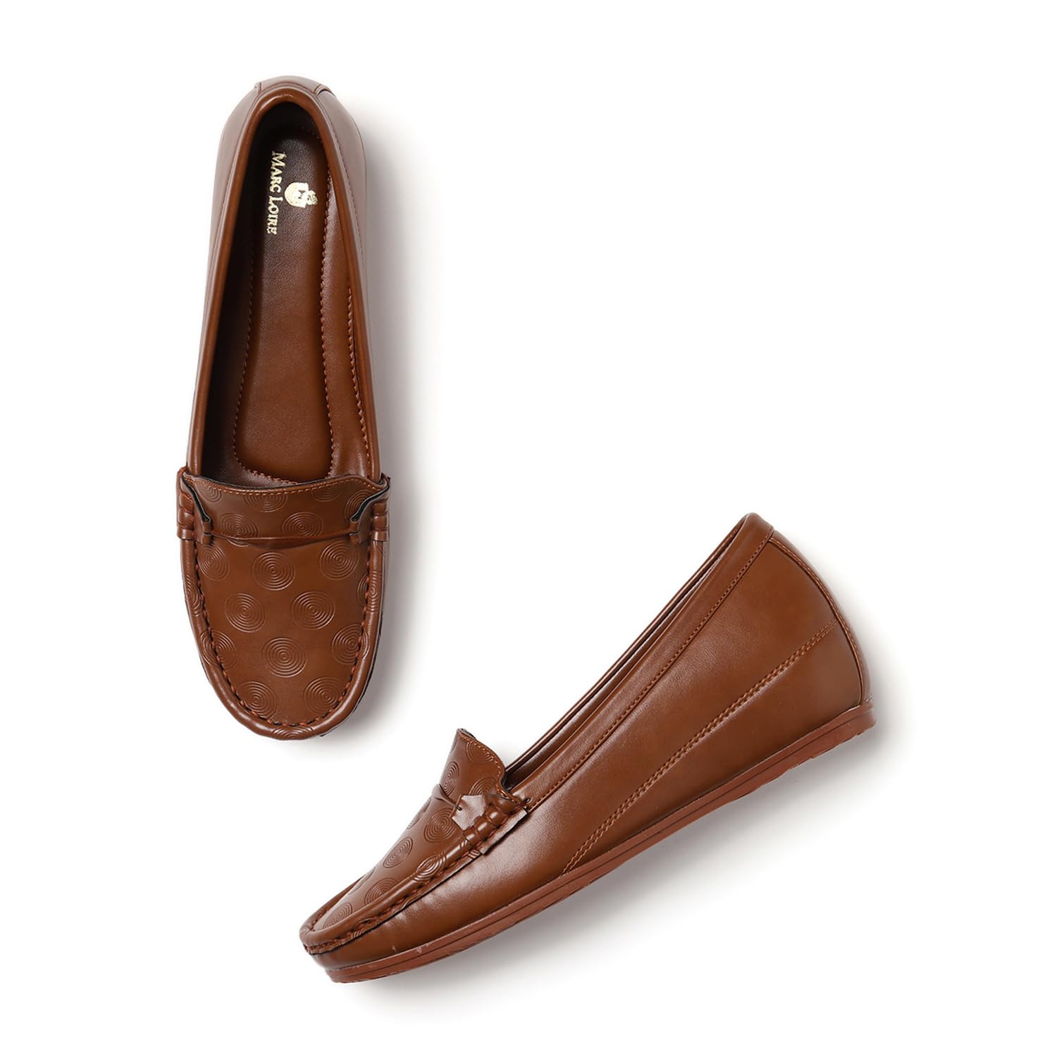 Marc Loire Women Comfortable Textured Wedge Loafer Shoes Casual & Formal Footwear (Tan, 5) (B0D4YXDR4Q) Amazon Price History, Amazon Price Tracker