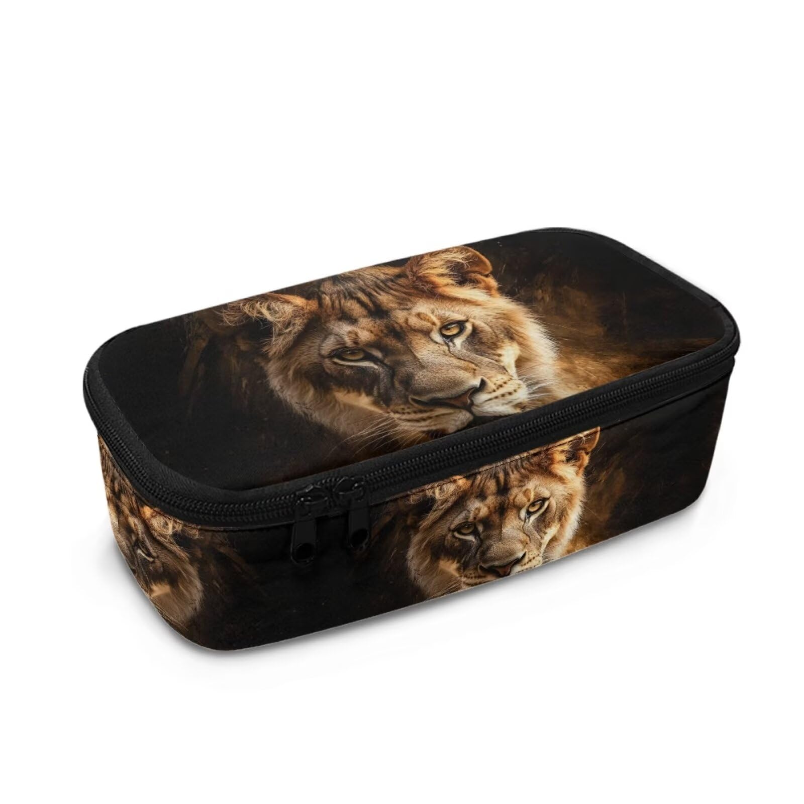 COEQINE Large Pencil Case for Boys 10-12 Age Aesthetic Pen Pouch with Big Capacity Portable Stationery Bag with Handle for Office, Cool Lion Animal — image 1