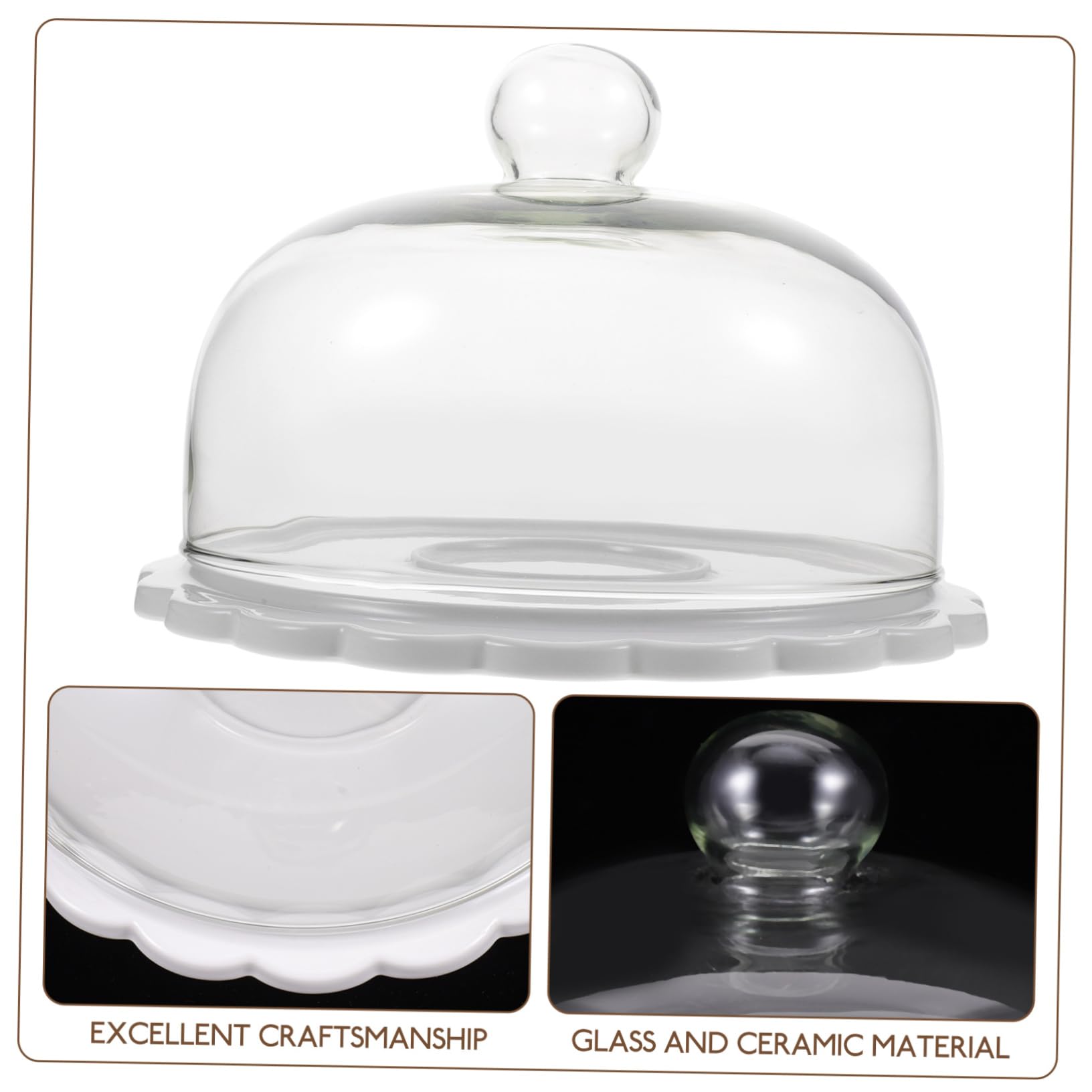 BESTYASH Alzata Per Torta in Vetro Con Copertura a Cupola, Piatto Espositore in Ceramica Da 23,5 Cm, Per Dessert e Dolci, Adatta a Matrimoni e Feste, Set Alzata Con Coperchio Trasparente Resistente