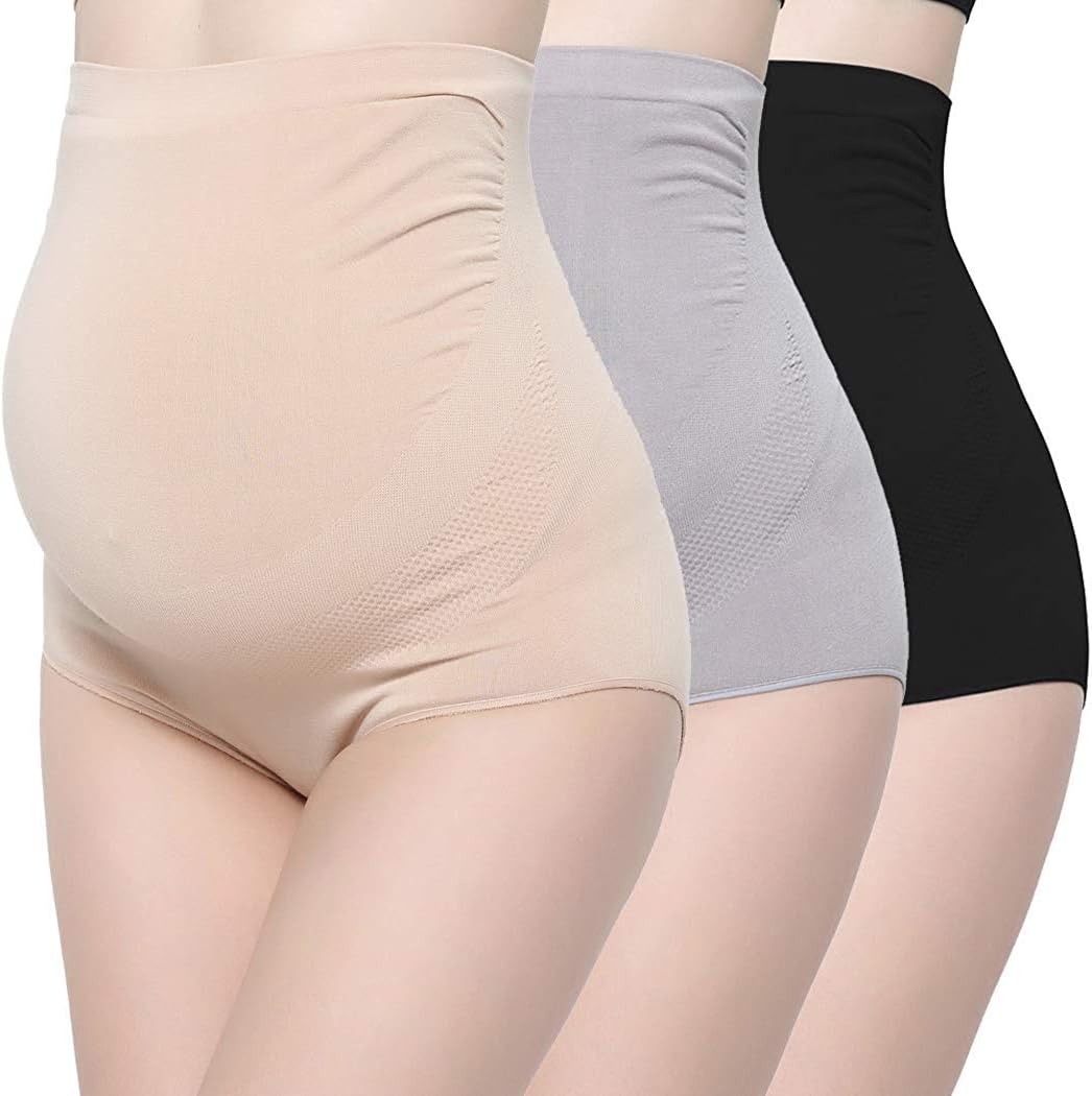KUCI Bamboo Fiber Maternity Underwear, Women Ultra High Waist Superelastic Pregnant Panties Briefs