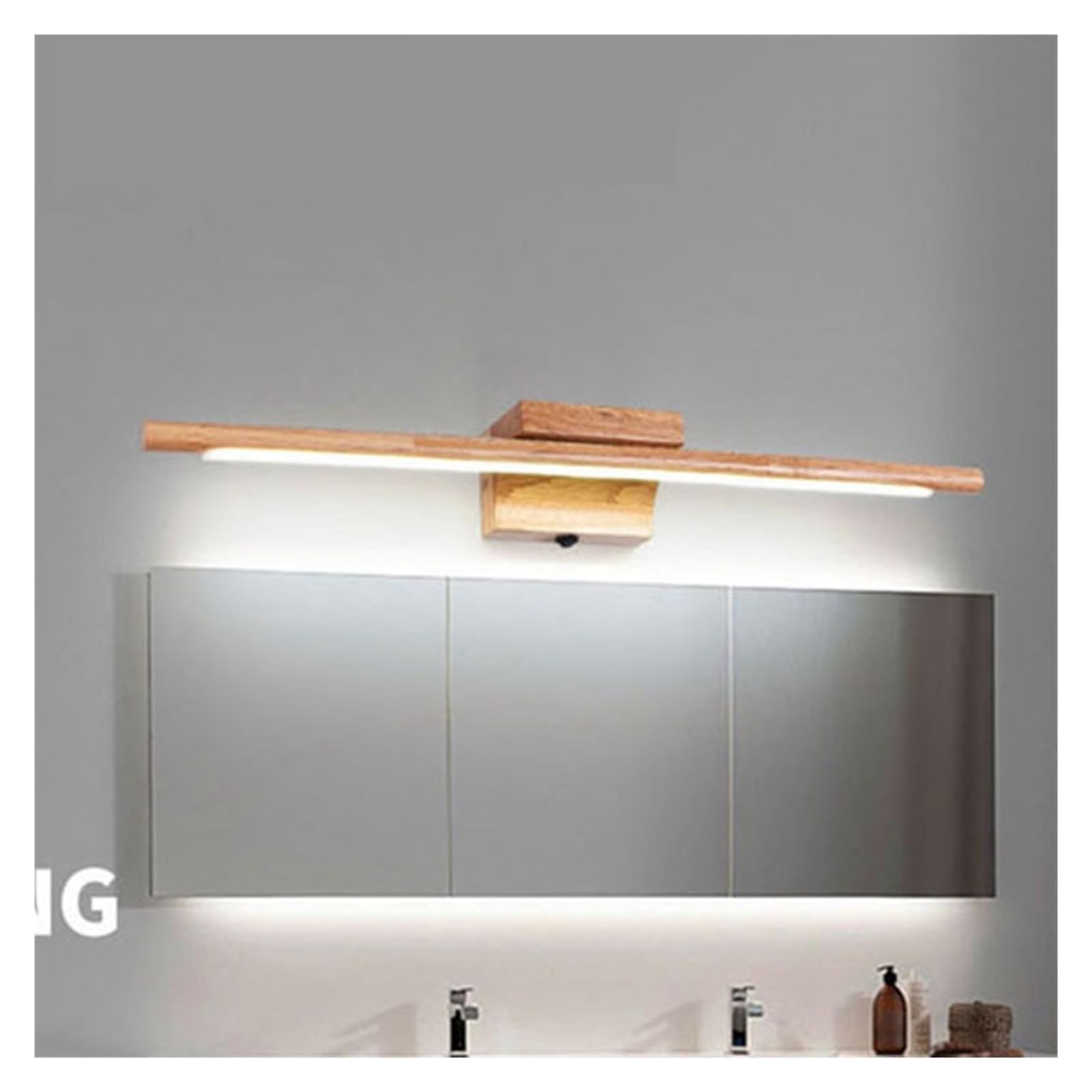Luces de espejo LED, lámpara pared nórdica madera maciza, decoración moderna for baño, vestidor, iluminación for del hogar, apliques, lámparas con interruptor Uso versátil(Cool)