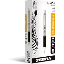 Zebra Pen STEEL G-402 Retractable Gel Pens - 0.5mm Fine Point - Smooth Black Ink - Rapid Dry Ink for No Smears or Smudges - Refillable Stainless Steel Writing Pens for Office, School, 12-Pack 49210