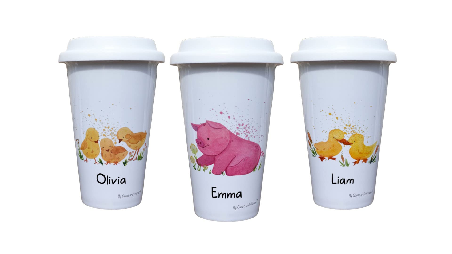 Chicken. Duck, Pig Travel Mug Personalised - Gift for Farm Animal Owners & Lover - Personalised Farmyard Thermal Ceramic Insulated Travel Mug (Duck)