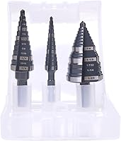 Vista 7 de 1/2", 7/8" & 1-3/8" Step Drill Bit Set, Straight Grooved Double Fluted M2 High Speed Steel Drill bits for Hole Drilling in Stainless Steel, Copper