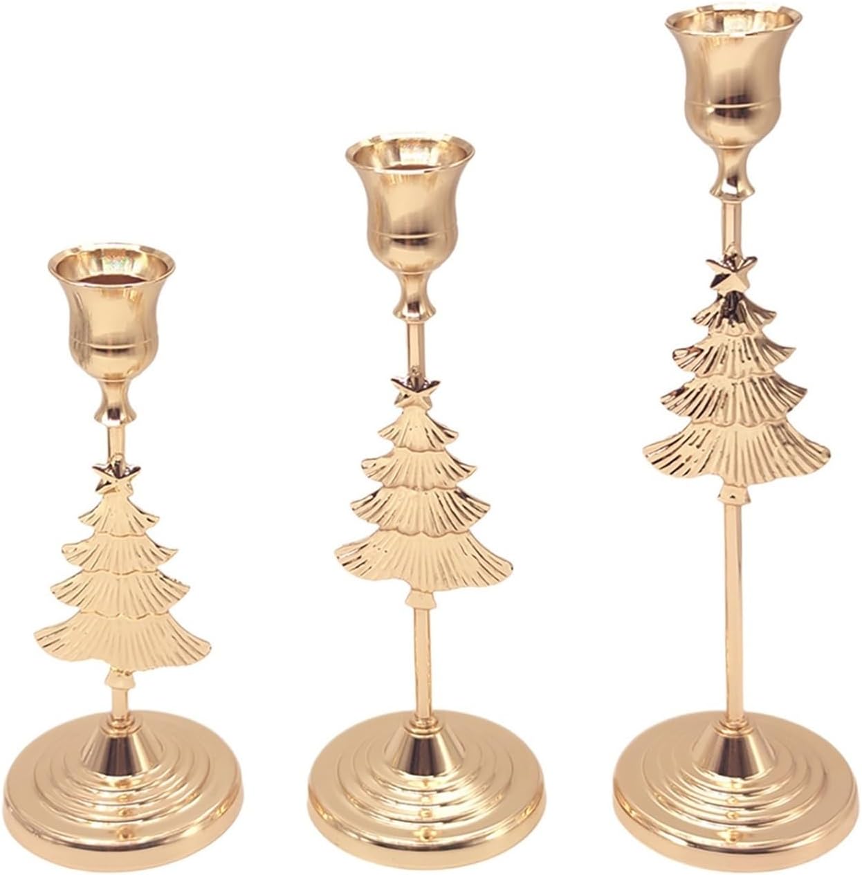 Nordic Retro Wedding Bell Candlestick Candlelight Dinner Decoration Creative Instagram Style Three-piece Christmas Tree Set(Blackspeaker(Three-pieceset))