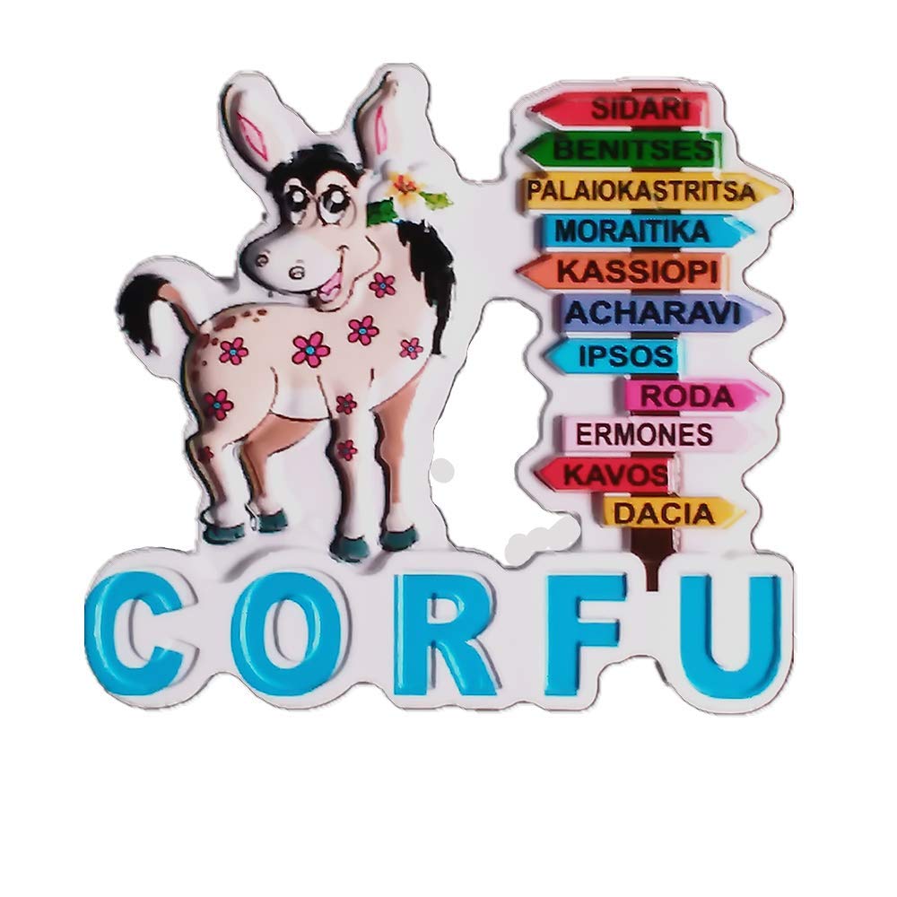 Street Sign Style Corfu Greece 3D Fridge Magnet Tourist Souvenir Gift Collection Home & kitchen Decoration Magnetic Sticker Refrigerator Magnet