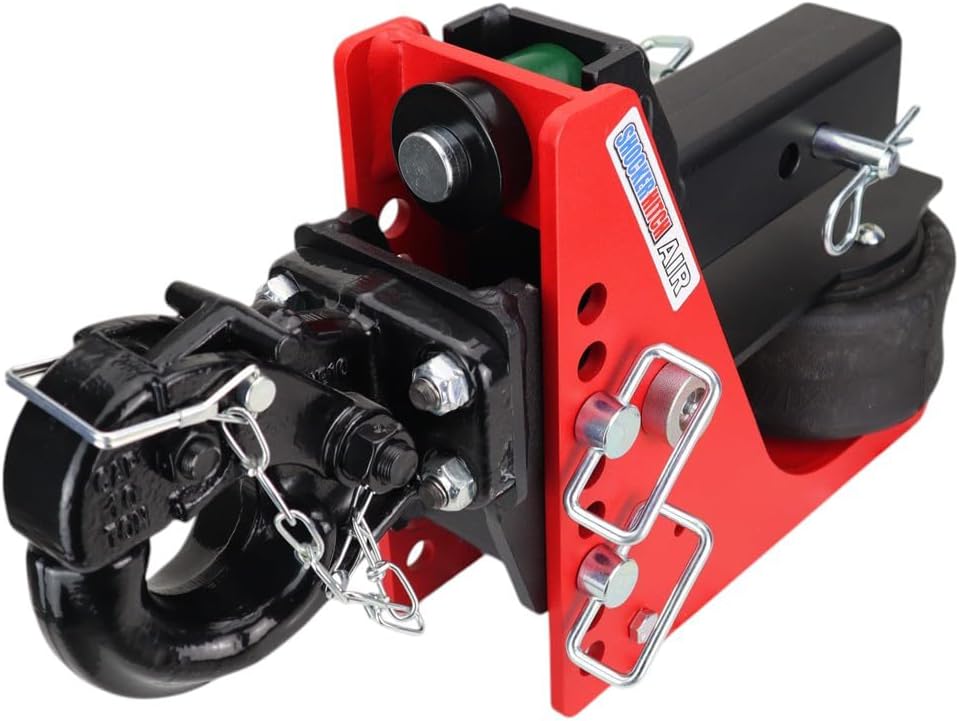 Shocker Air Pintle Hitch - Adjustable - Military Style Hitch, Fits 2-1/2" Hitch, 2-1/2"Rise 6-1/2"Drop