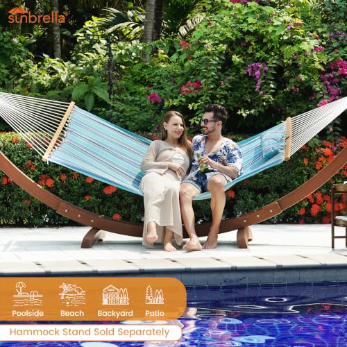 Image of Lazy Daze 12 FT Sunbrella Fabric Hammock, Non-Fading Double Outdoor Hammock
