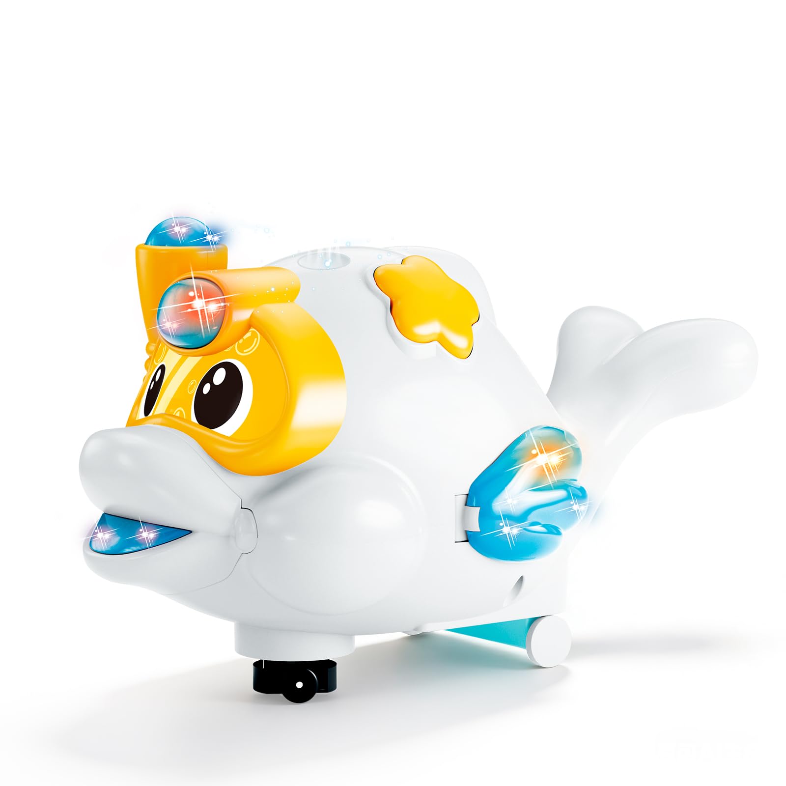 Baby Fish Musical Crawling Toy with Lights, Sounds, Blowing Ball, Infant Sensory Toys, Birthday Gifts for Kids Boy Girl 3 4 5 6 7 8 Years