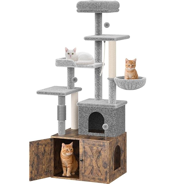 Mueble Ocultador De Arenero Gato y árbol Rascador 2 En 1