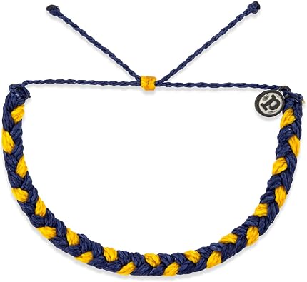 Pura Vida Braided Stackable Bracelet Navy & Yellow