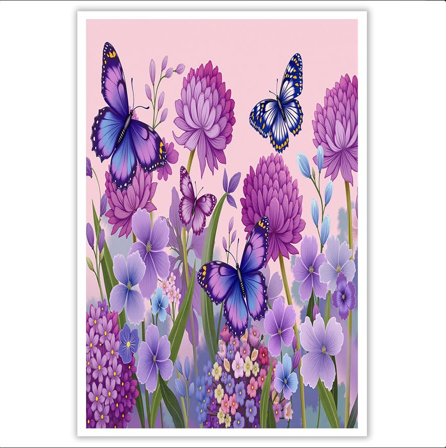 Cuadros decoracion salon modernos con flores románticas moradas 7