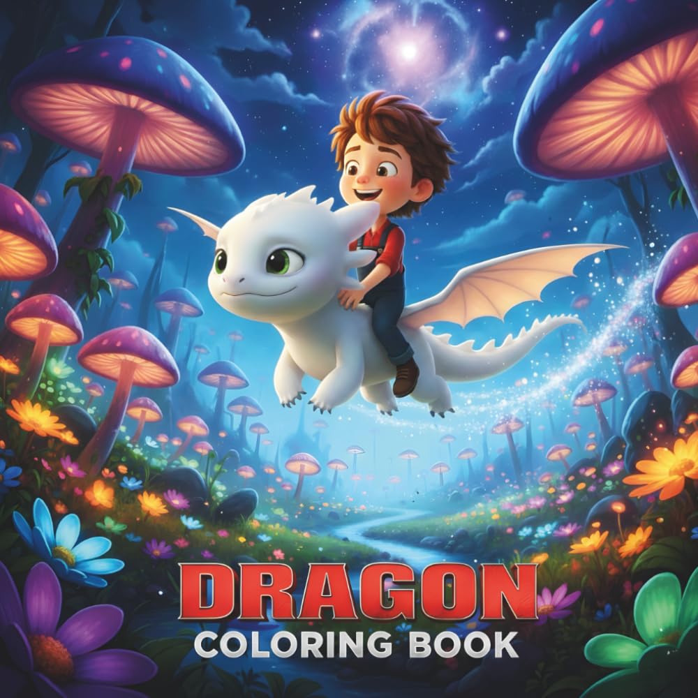 DRAGON COLORING BOOK: Simple, Cute, Fun and Easy to Color Pictures of Dragon, Perfect Gift for Preschoolers and Toddlers (Color Your Own Dragon World)