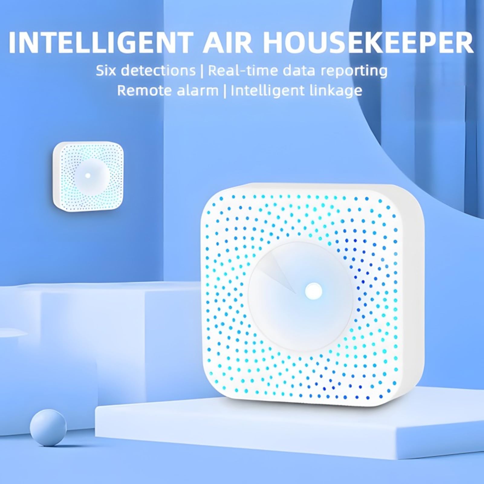 Tester intelligente della qualità dell'aria, misuratore WiFi per il monitoraggio di CO2, HCHO, VOC, umidità e temperatura in interni, uso domestico, bianco