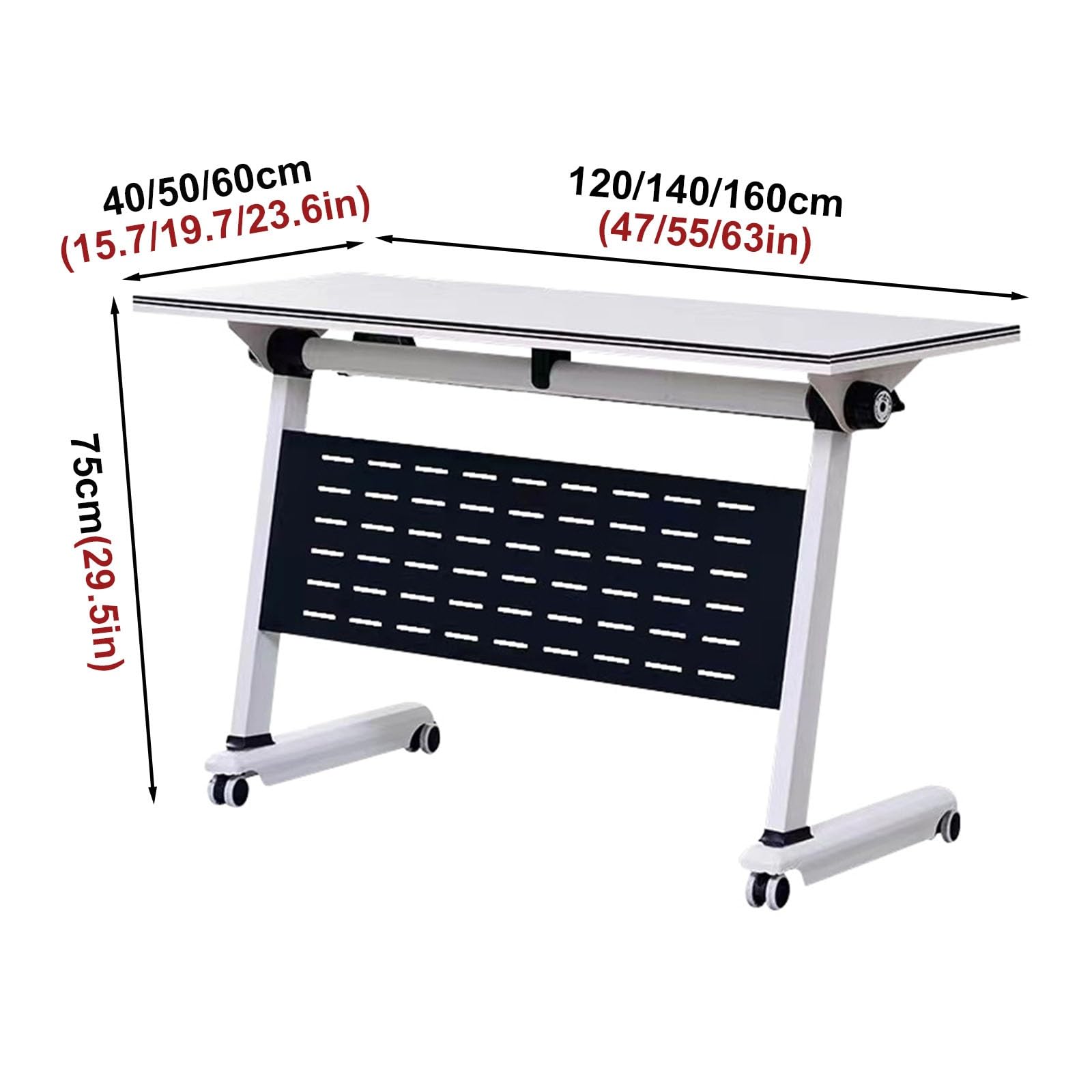 Tavolo da conferenza modulare pieghevole con piano ribaltabile, scrivania mobile per allenamento e mensole, ideale per ufficio, aula e sala di formazione, design di giunzione 120 x 40 cm