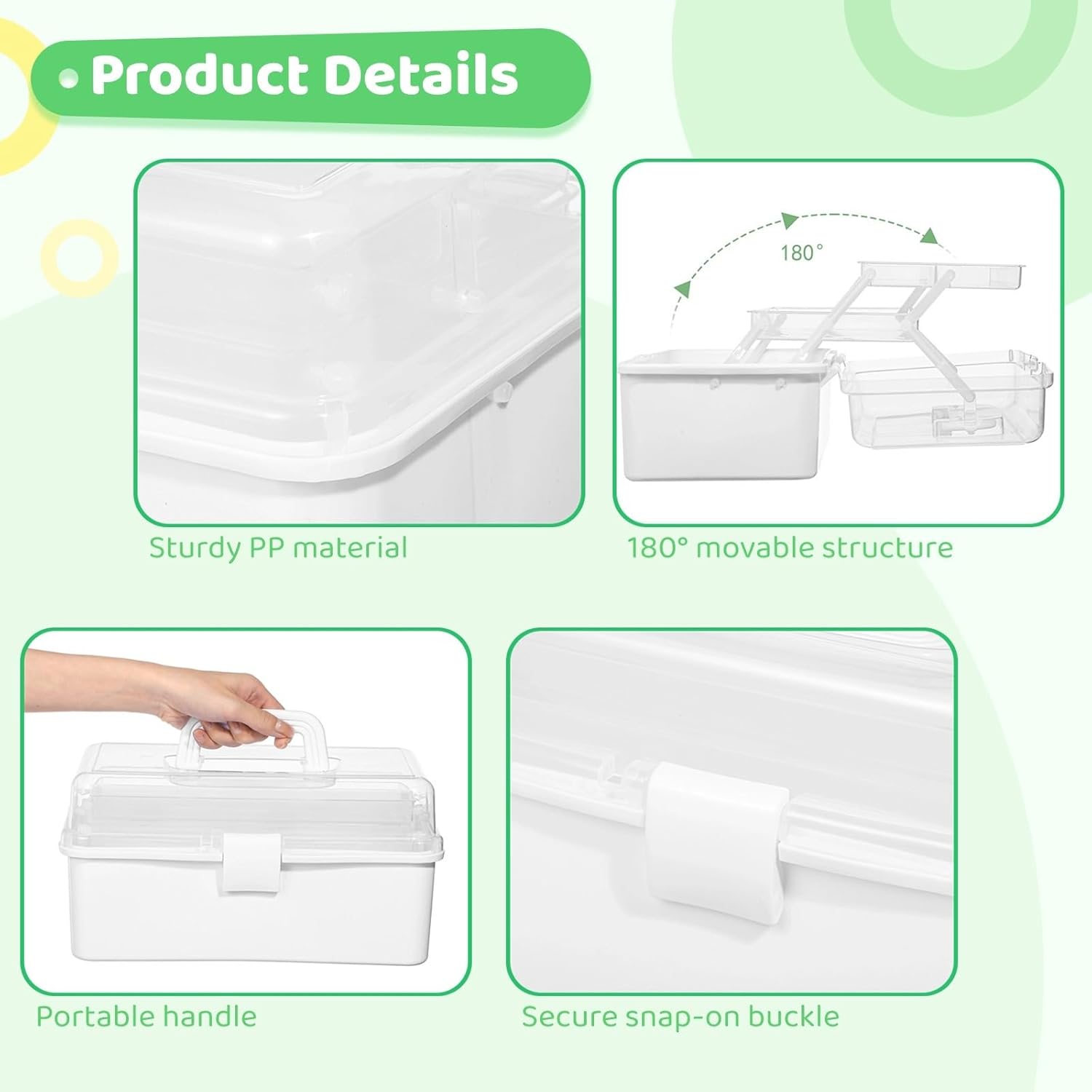 Multi-Purpose Folding Tool Box with 12 Mini Storage Boxes & Handle, 3-Layer Pp Organizer for Art, Sewing, Medicine, Fishing, and Craft Supplies