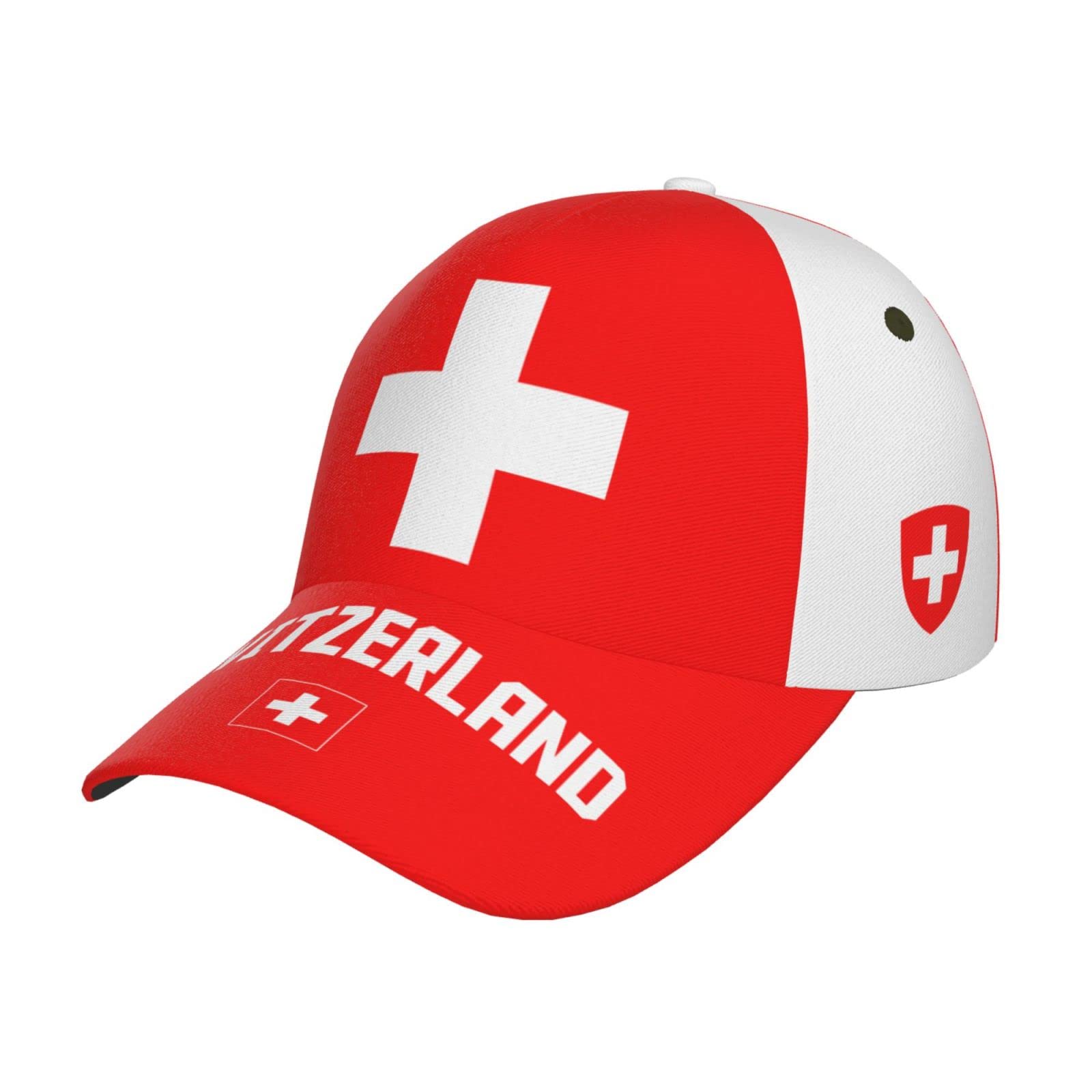 WanwEN Switzerland Flag Cool Swiss Baseball Cap Patriotic Hat for Soccer Fans Men Black