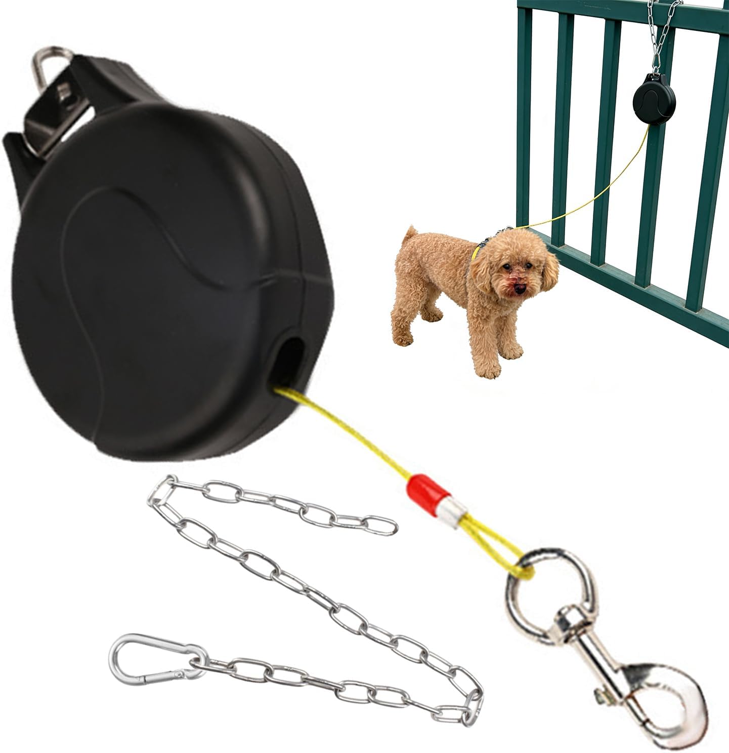 30ft Wall Mount Retractable Dog Tie Out Cable for All Dogs, Wall Mounted Dog Lead for Yard, No Tangles Retractable Dogs Leashes for Yard/Garden
