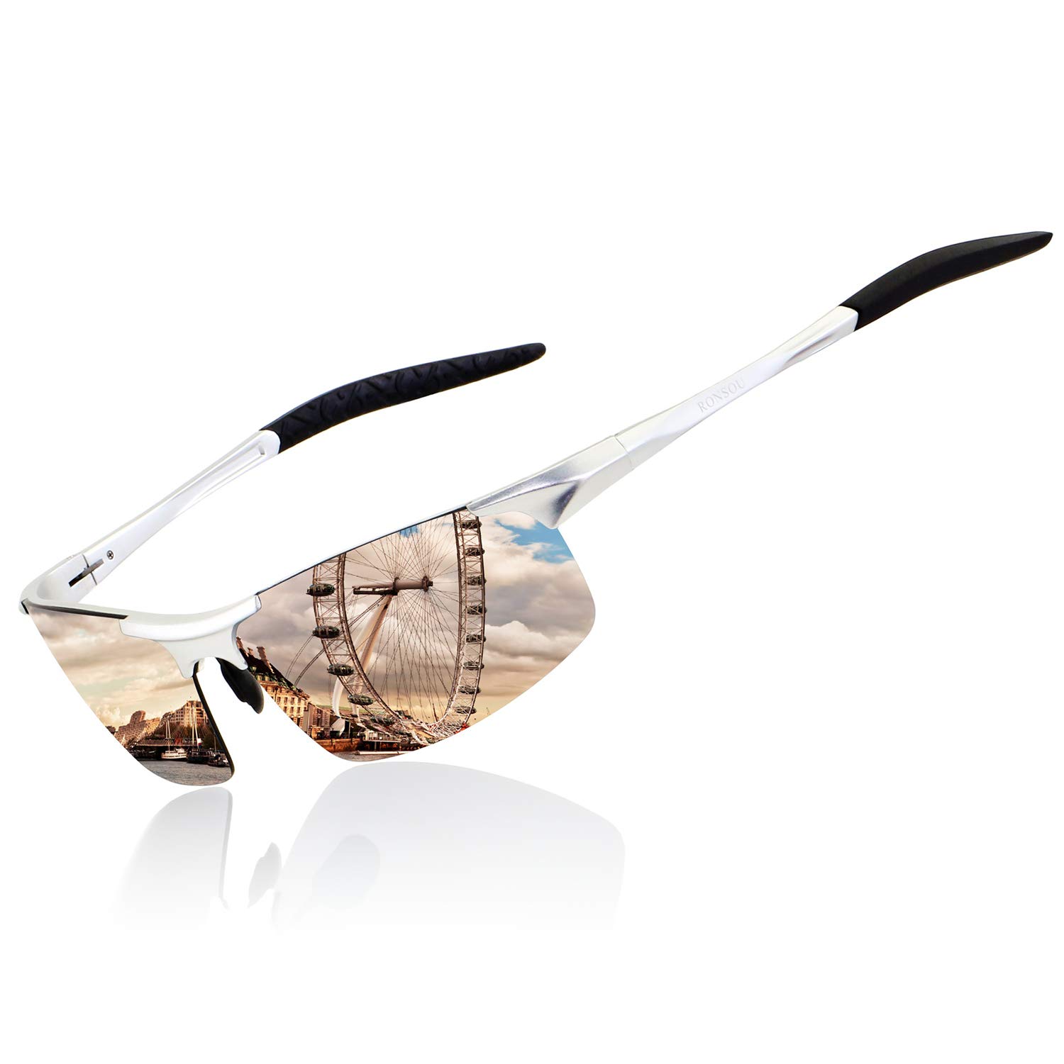 RONSOU 0.9 oz Sport Polarized Sunglasses for Men, Aluminum-Magnesium Frame