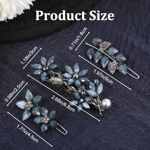 Set de 3 Clips Vintage con Strass para Cabello 2 Pulgadas miniatura 2