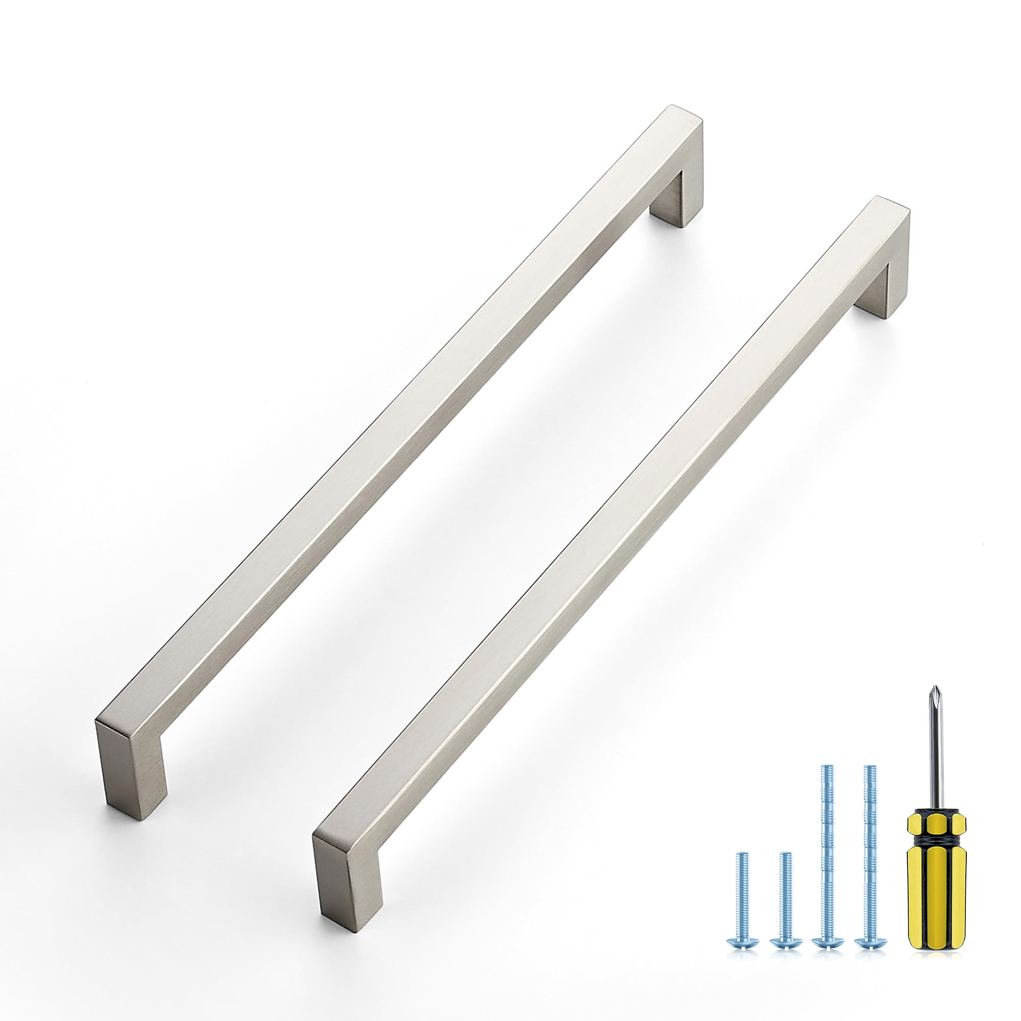 Ravinte Brushed Nickel Square Pulls Cabinet Handles,10 Inch,5 Pack