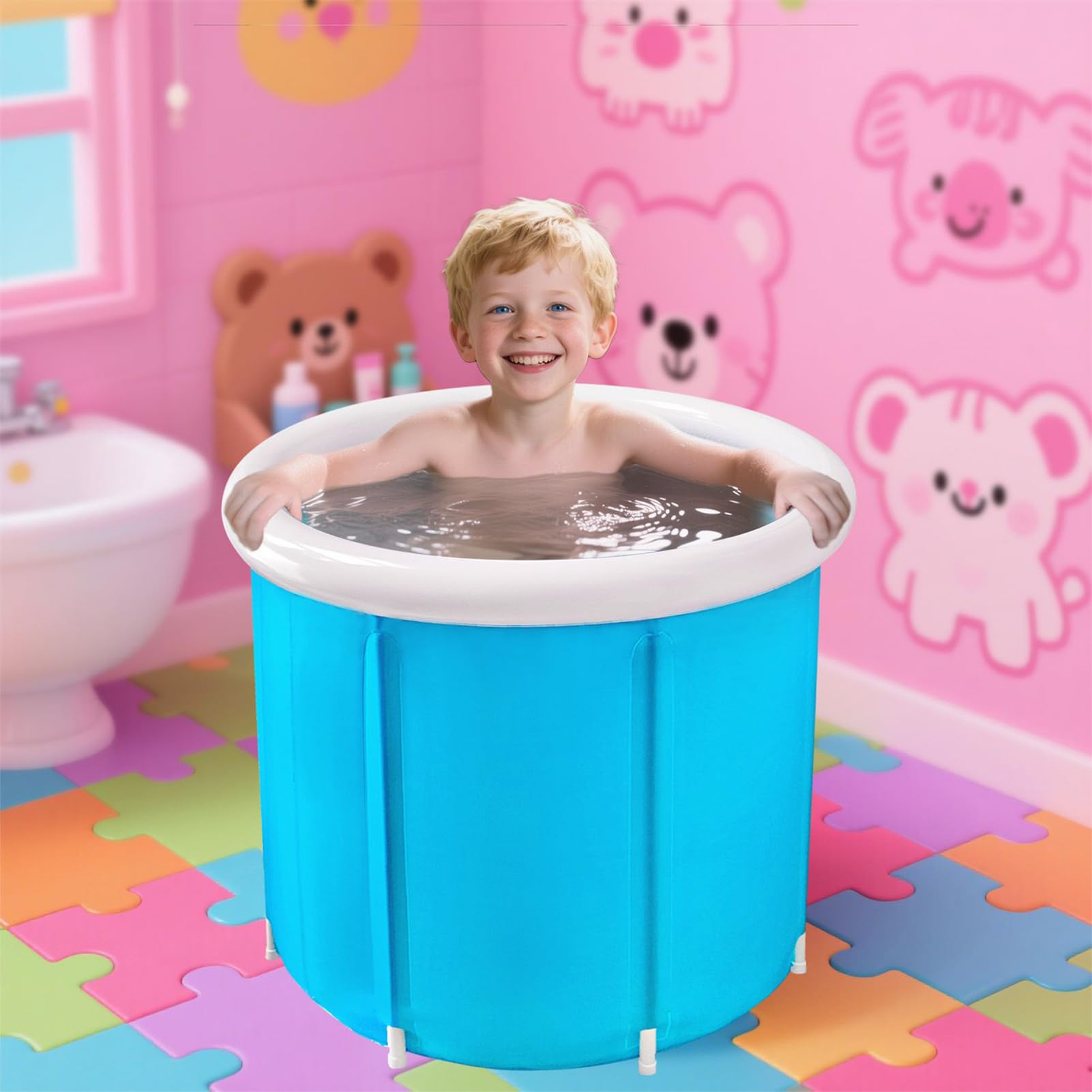 Przenośna Wanna Z Pompą Powietrza I Nadmuchiwanym Koszem | Wanna z Prysznicem Stołym Dla Dorosłych Wewnątrz i Zewnątrz Dom Łazienka Siłownia Kemping SPA