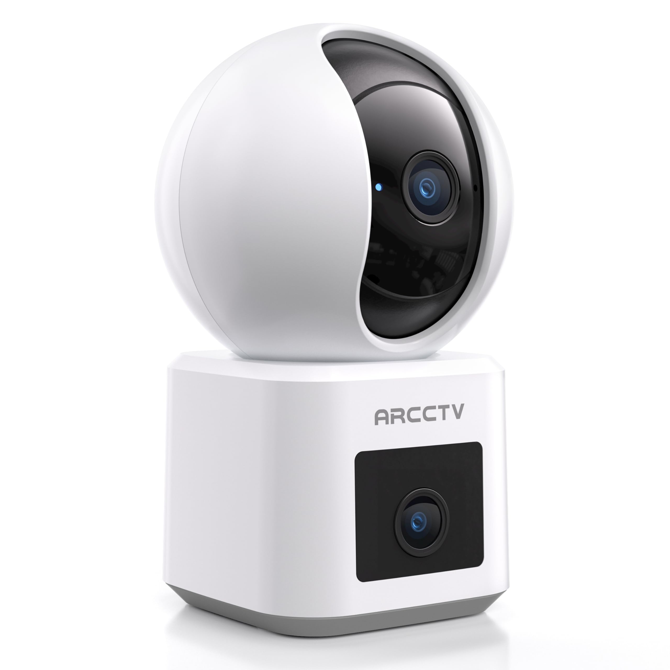 ARCCTV Y3 Caméra Intérieur WiFi Double Objectif 2.5K pour Chambre/Bébé/Pet | Double Objectif (2,5K+2,5K), 360° PTZ, 5G/2.4GHz WiFi, Enregistrement 24/7, Audio Bidirectionnel, Auto Tracking, SD Stockage