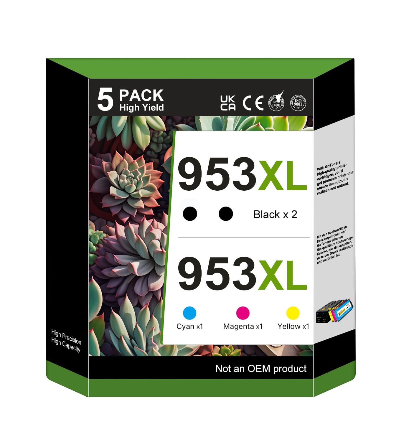GoToners 953XL Druckerpatronen Multipack (2X Schwarz, 1xBlau, 1xRot, 1xGelb) Kompatibel für HP 953 XL Patronen für Officejet Pro 7740 7720 8210 8720 8710 7730 8218 8715 8718 8725 8728 8730 8740