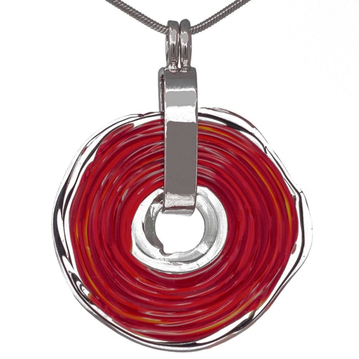 Elegante Kette mit einzigartigem Schmuckanhänger aus Murano-Glas/Glas-Wechsel-Schmuck/Unikat handmade/Personalisiertes Geschenk für Sie zum Jahrestag Geburtstag Muttertag (Rot)