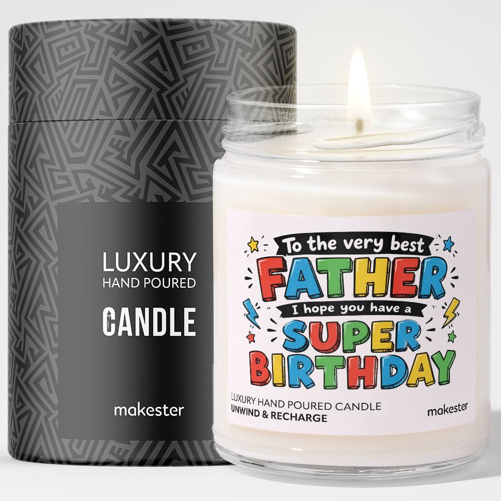 Birthday Gift for Father from Son - Luxury Soy Wax Candle - Vanilla, Jasmine, Sugared Almond - Makester — image 1