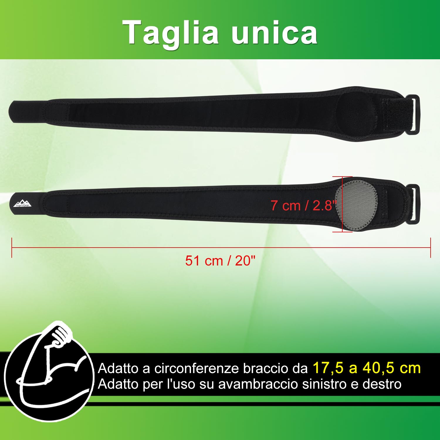 supregear Tutore per Gomito Uomo Donna, Protezione Avambraccio per Tennis e Golf, Cinturino Regolabile con Cuscinetti a Compressione, Fascia Morbida per Sport e Vita Quotidiana, Nero (2 Pezzi)