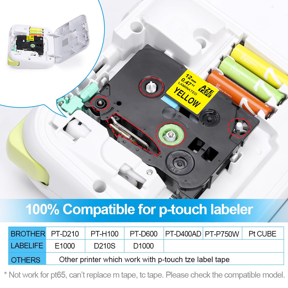 LabelKingdom TZe-631 Yellow Tape, 4-Pack, 12mm, Black on Yellow, Compatible with Brother Label Printers - Image 2