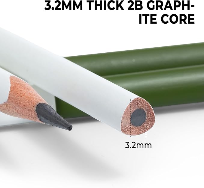 8 Lápices Triangulares M&G 2B Mina 3.2mm con Borrador Grande miniatura 3
