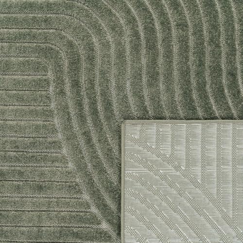 Tapete moderno Paco Home, diseño minimalista verde 6'7"x9'6" miniatura 4