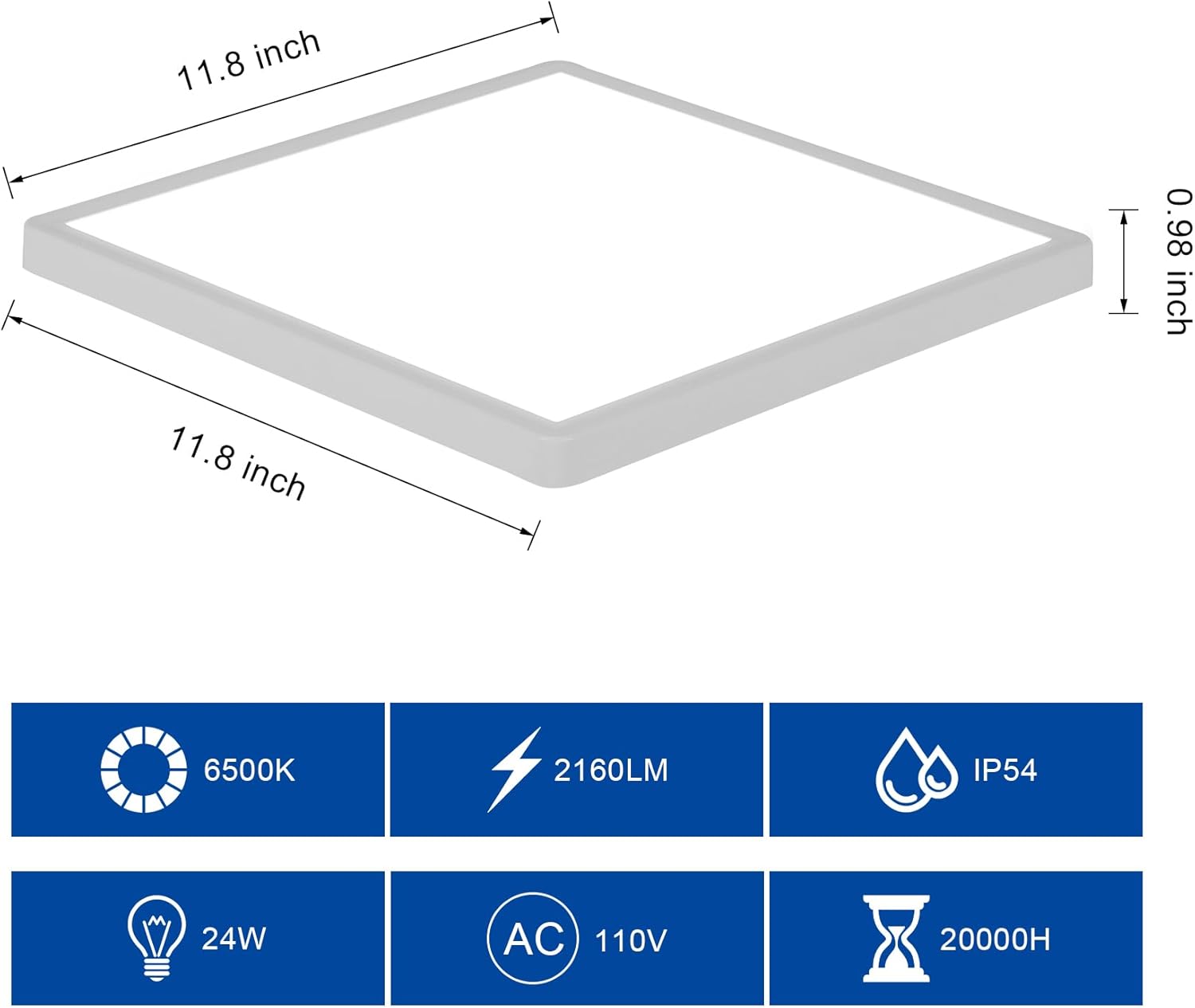 2 Pack 12 inch Flush Mount Ceiling Light, 6500K LED Ceiling Light, Slim Ceiling Light Fixture for Laundry Room, Bedroom, Kitchen, Living Room, Closet
