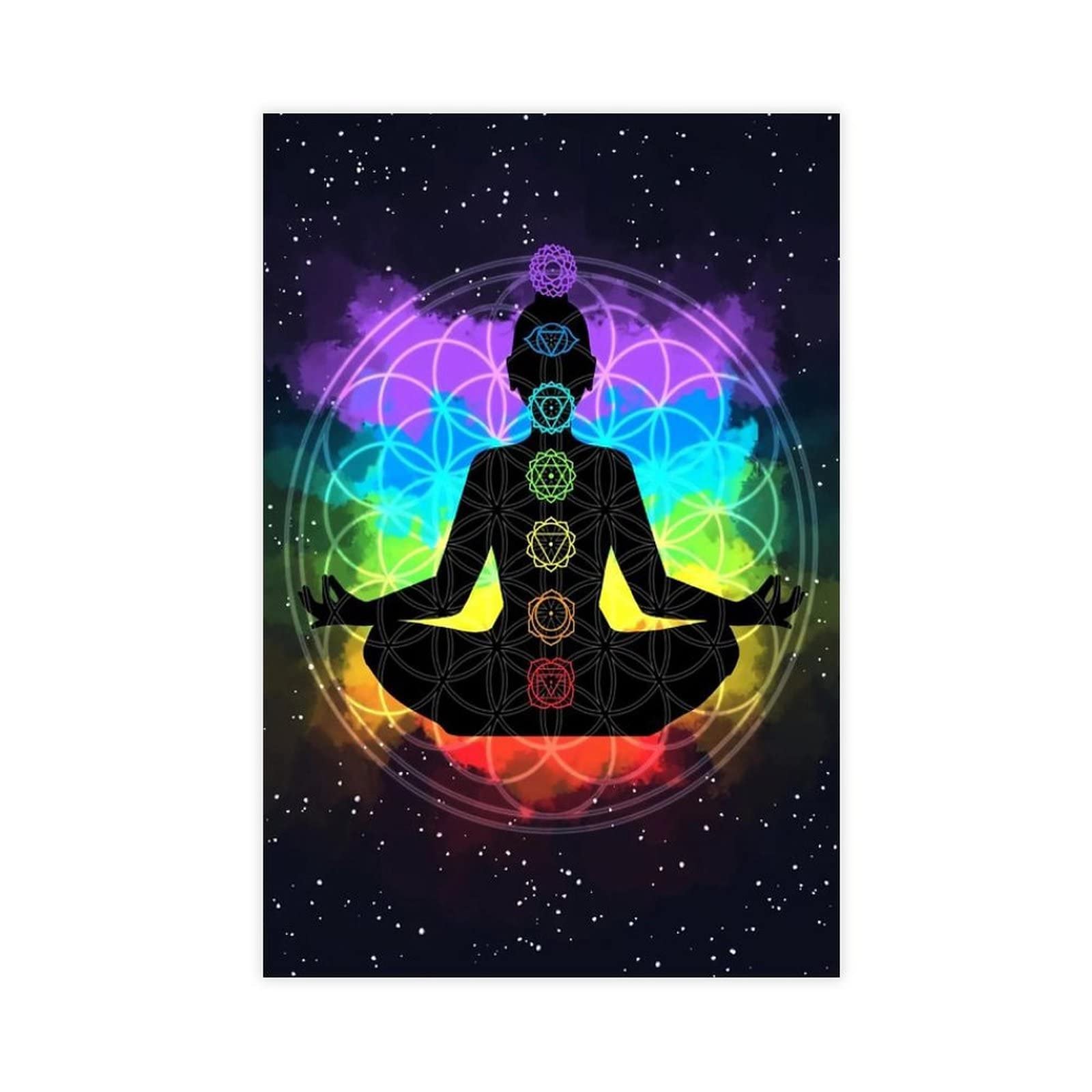 Poster con diagramma dei chakra, decorazione artistica da parete con 7 chakra, yoga, decorazione per la stanza, infografica Reiki, arte di meditazione e guarigione energetica (rosso, 30,5 x 40,6 cm