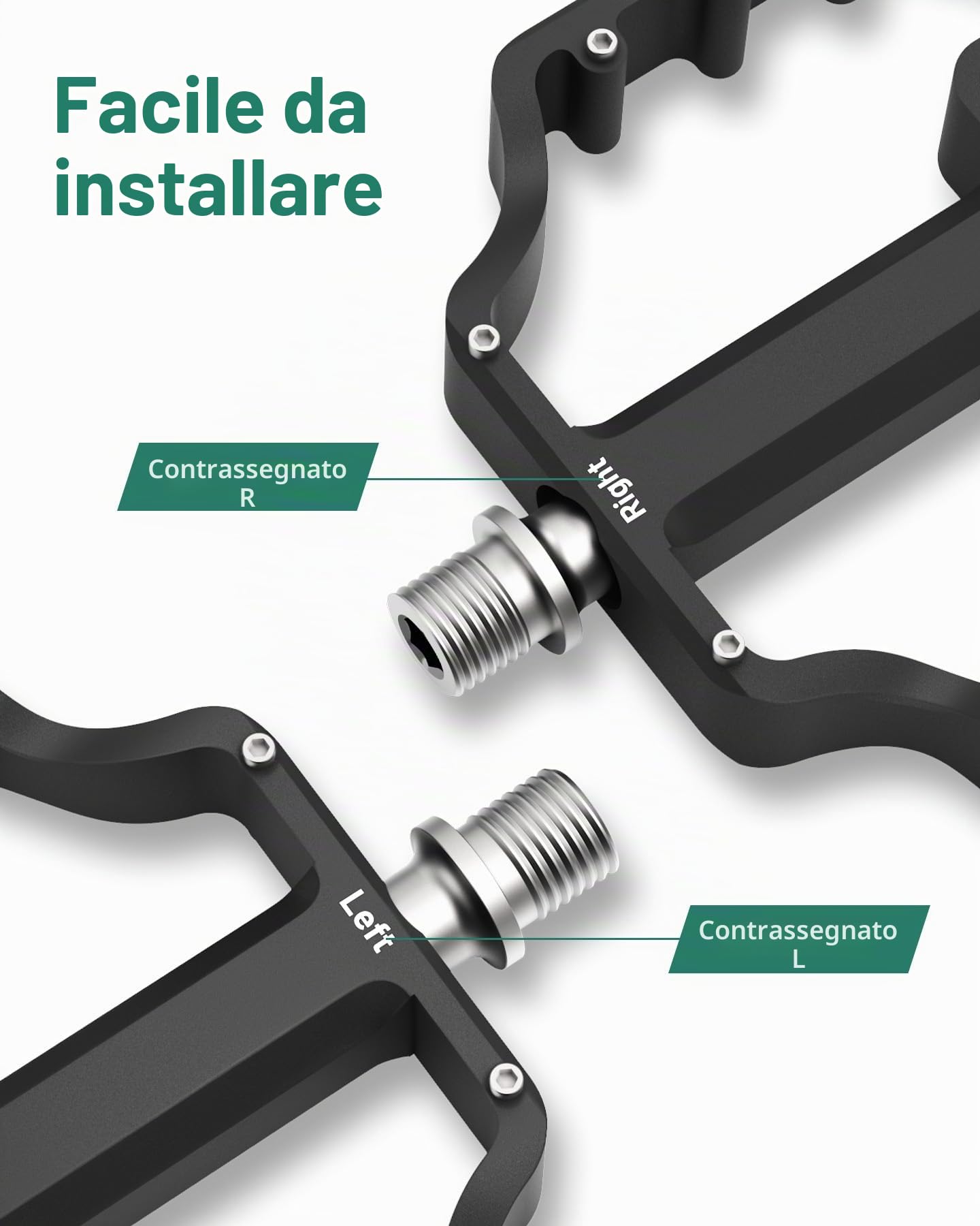 Pedali Bici con Supporto AirTag Nascosto, Localizzatore GPS Antifurto Impermeabile IP67, Alluminio CNC 9/16 Pollici, Antiscivolo Leggeri per MTB, Bici da Strada, E‑Bike